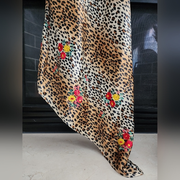 Vintage ABS Allen Schwartz Asymmetric Leopard Print Dress - Picture 6 of 8